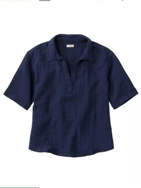 Women's Cloud Gauze Polo Shirt, Classic Navy, Size M 100% cotton